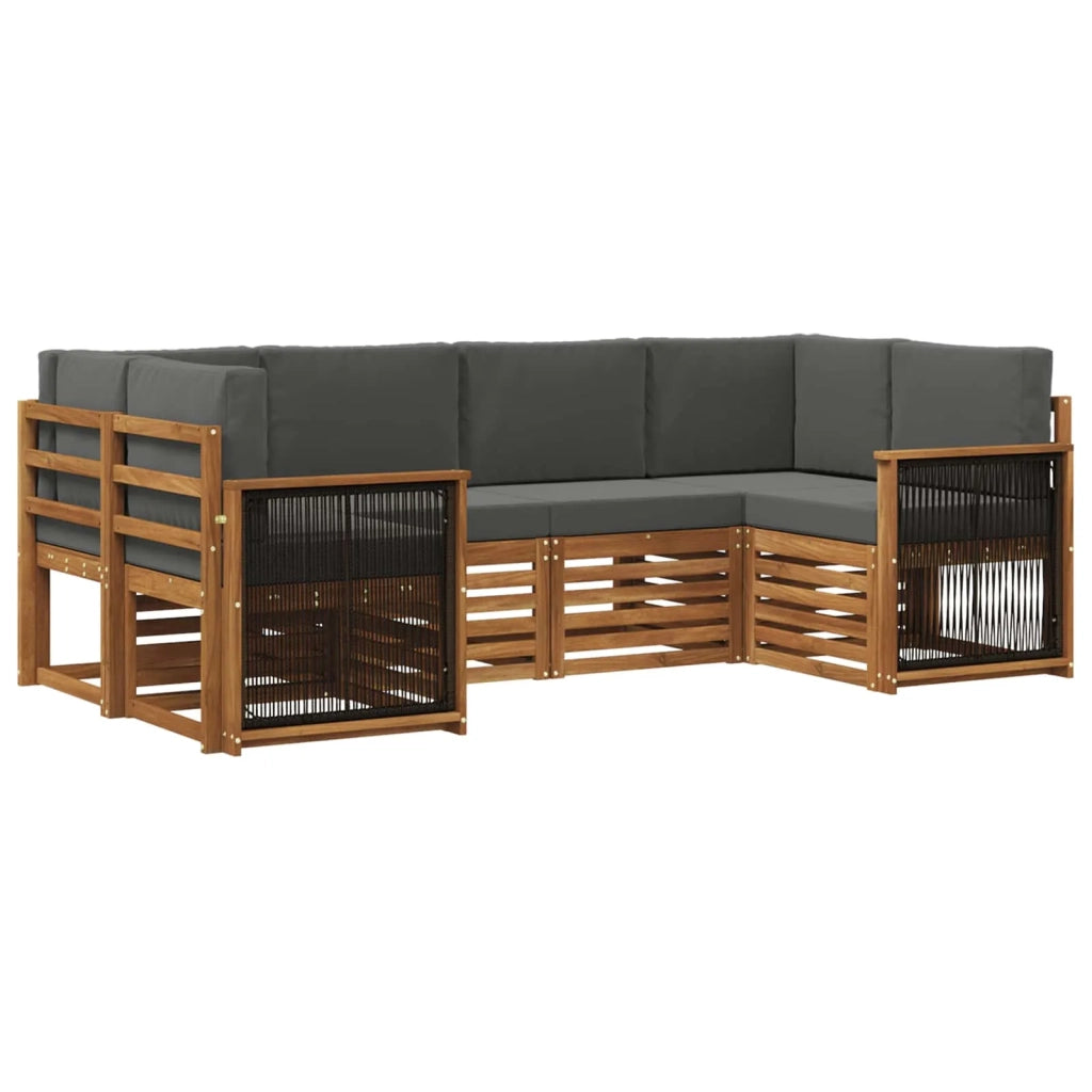Set divano sezionale con cuscino 5 pcs Naturale e Antracite