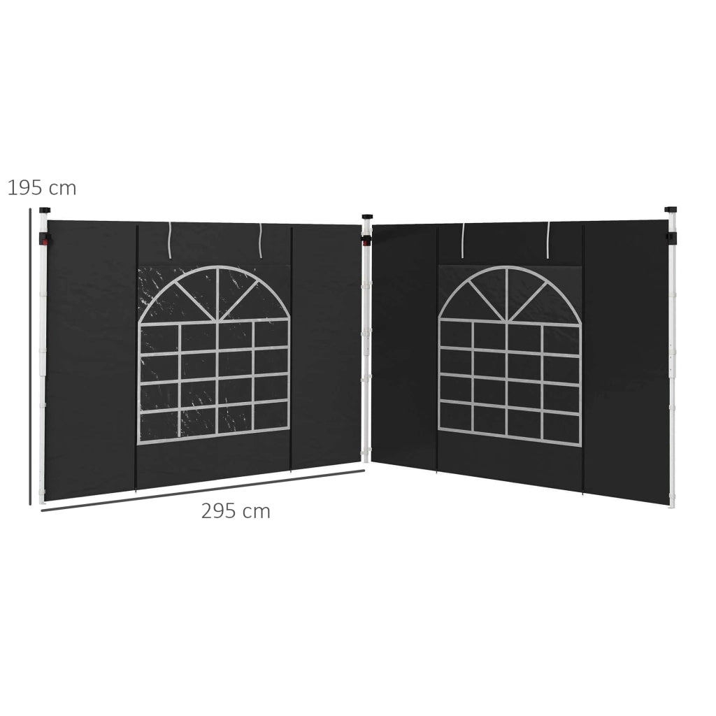 Pareti laterali per gazebo 3x3m 3x6m ¨C zephmum ¨C Oxford nero con finestra e porta