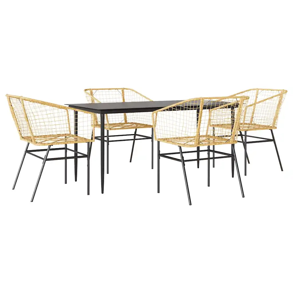 Set da Pranzo da Giardino 5pz | Set Salotto da Giardino Polyrattan Vetro
