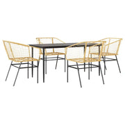 Set da Pranzo da Giardino 5pz | Set Salotto da Giardino Polyrattan Vetro
