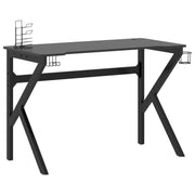 Scrivania tavolo postazione di lavoro mobile per computer studio per computer scrivania da gioco con gambe a K 110 x 60 x 75 cm nero 02_0023769