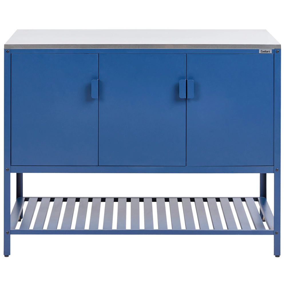 Armadietto da giardino in acciaio inox di colore blu con 3 ante giardino cucina esterno
