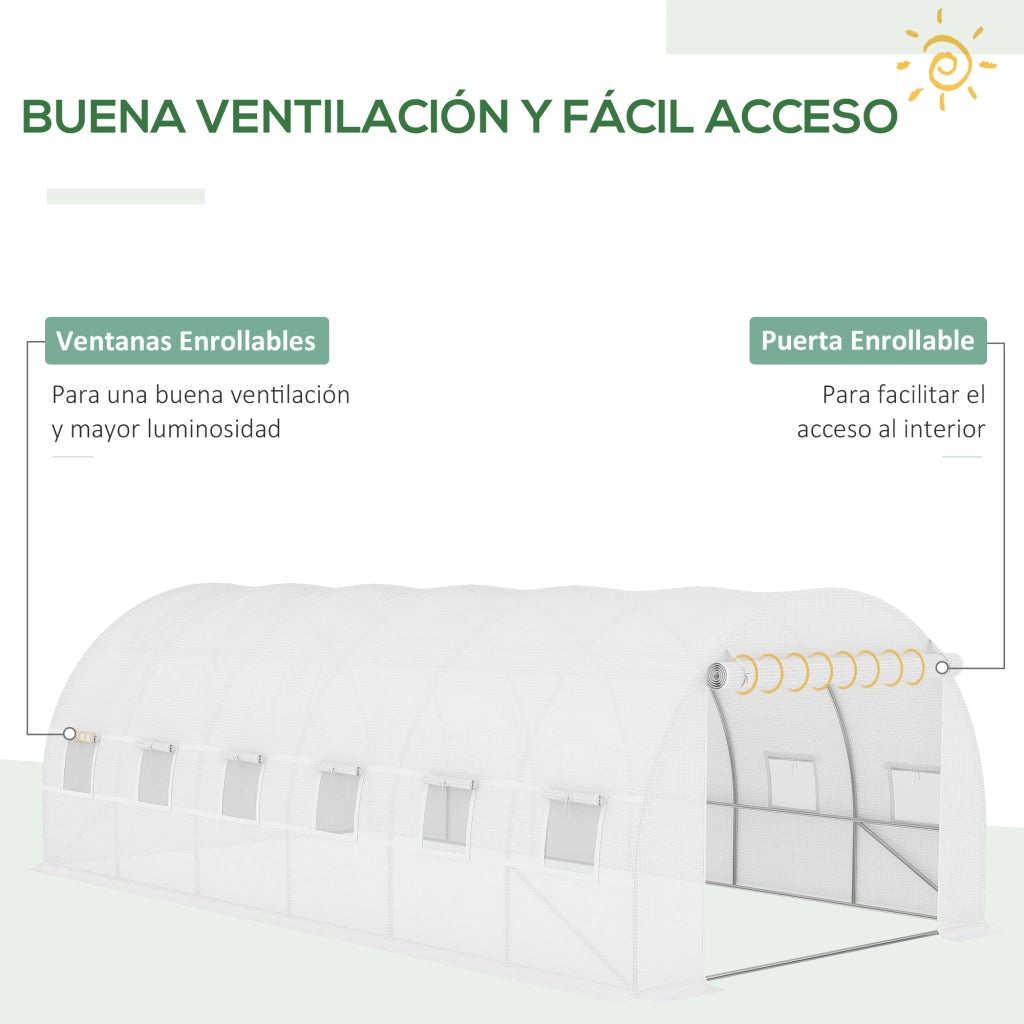 Copertura per Serra Tunnel 600x300x200cm con 12 Finestre ¨C Zephmum ¨C Bianco