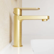Miscelatore lavabo senza scarico oro spazzolato altezza 16cm | Margot