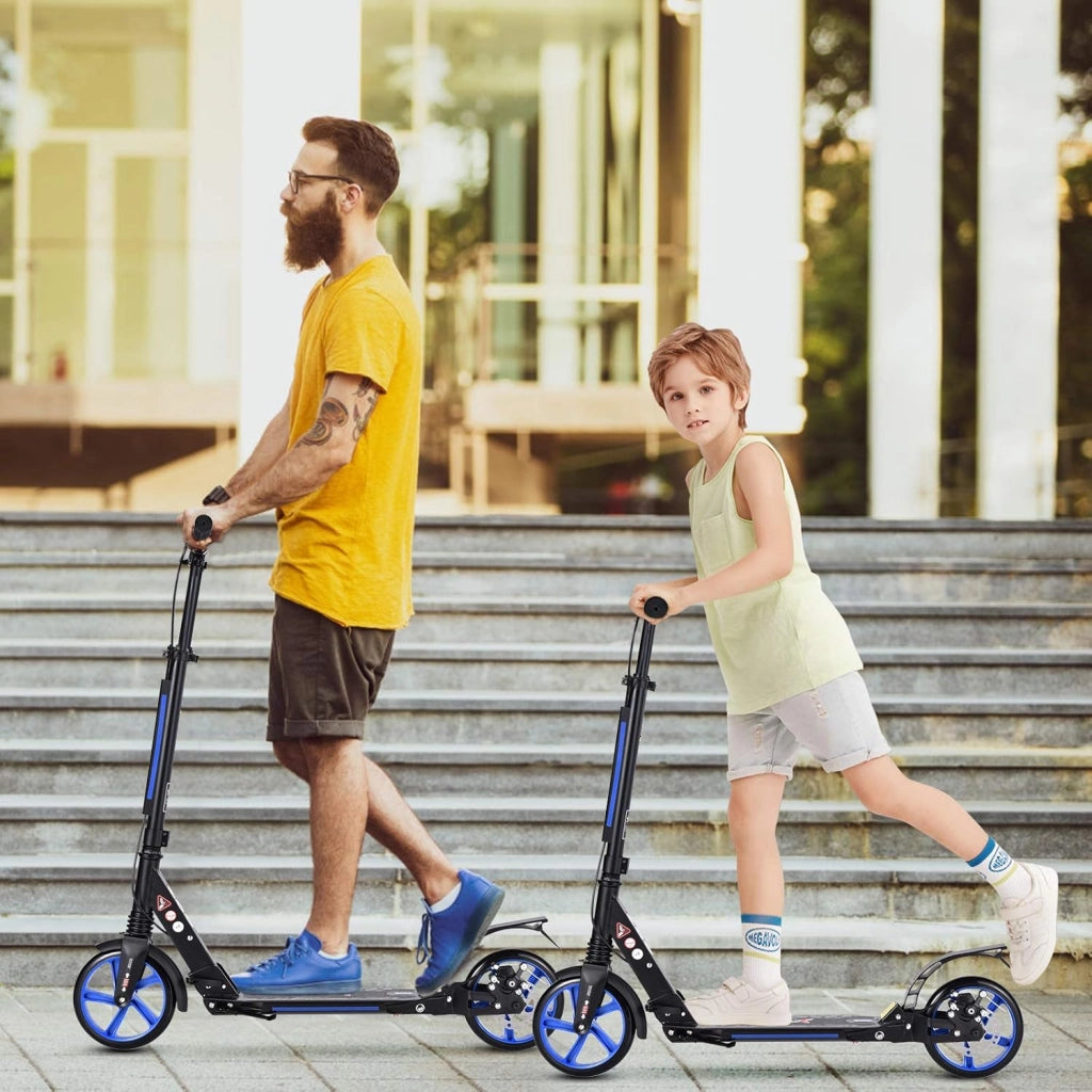 Scooter pieghevole con 2 ruote e freno, monopattino per bambini con 3 altezze regolabili, skateboard, carico fino a 100 kg, per bambini oltre 8 anni e adulti