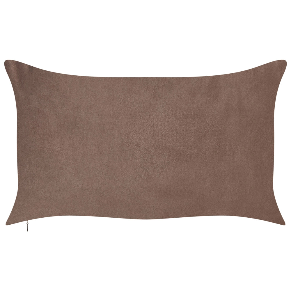 Set di 2 cuscini in cotone marrone ricamati con motivo a strisce 35 x 60 cm morbida imbottitura