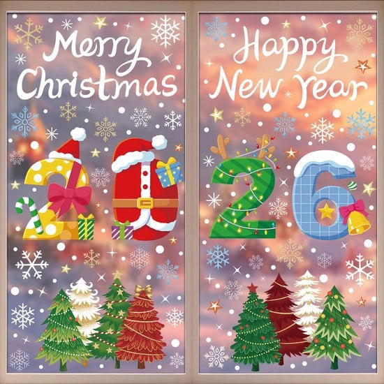 Decorazioni per vetro, adesivi statici, articoli per la festa di Natale, adesivi per vetro, stile 4