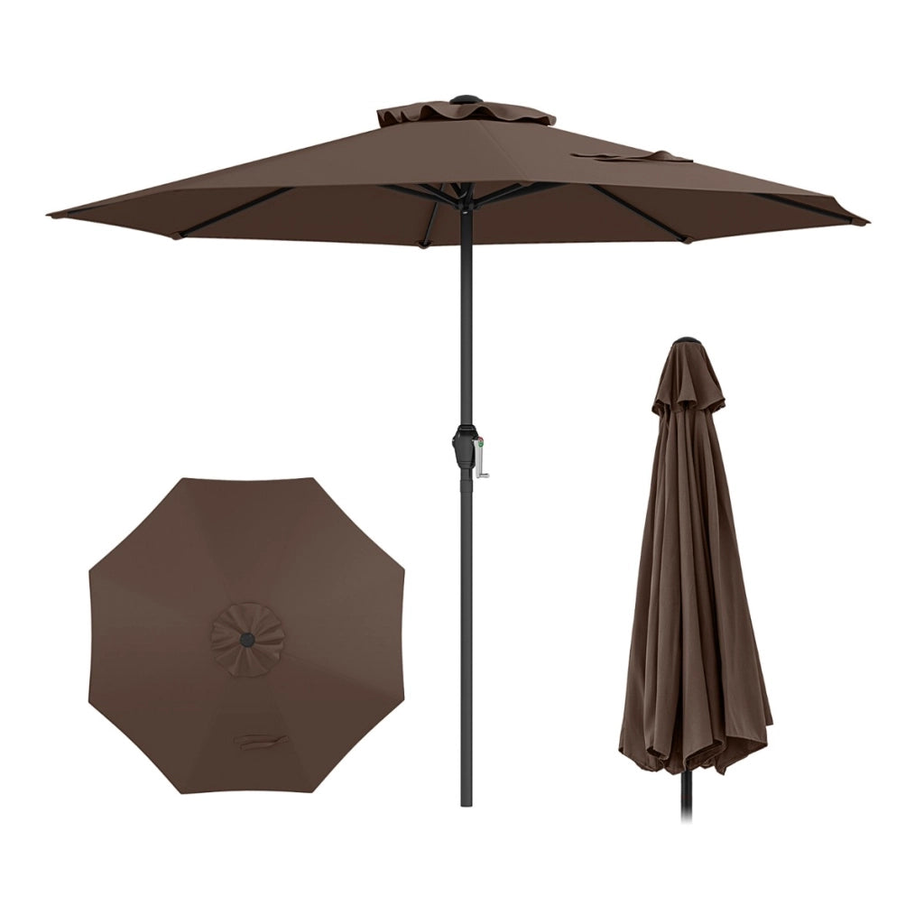 Ombrellone da mercato con manovella da tavolo per giardino, Ombrellone da patio da 250 cm Marrone-Ombrelloni