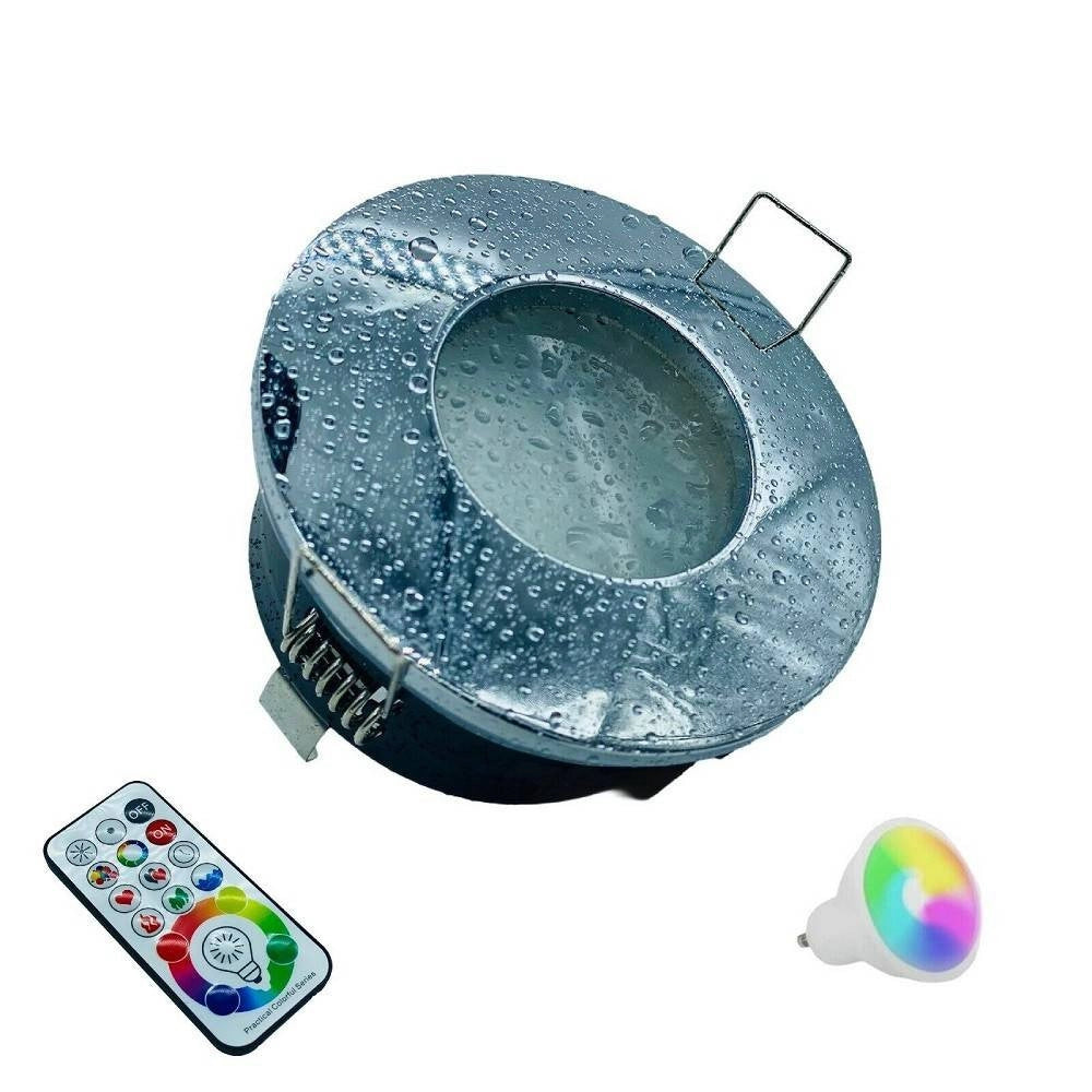 Trade Shop - Faretto A Led Da Incasso Per Bagno Box Doccia Lampada Rgbw 10w Gu10 Cromoterapia - Cromo