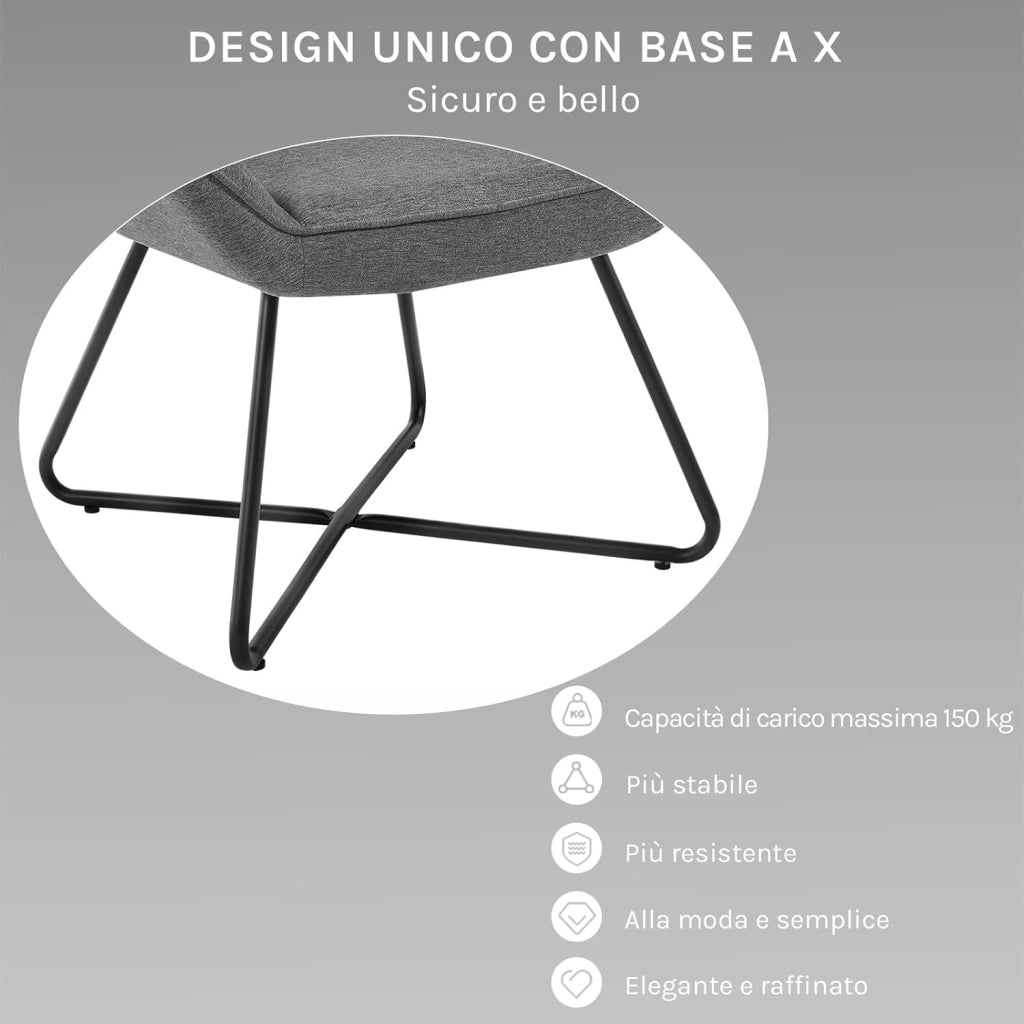 Poltroncina Camera da Letto, Poltrone Salotto, in Lino, con Gambe in Metallo, Portata 150 kg, Grigio Scuro