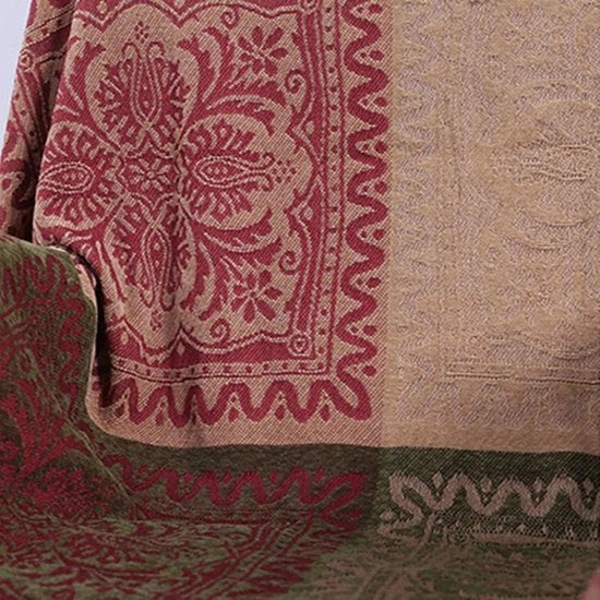 Deken a quadri di chenille con pennelli jacquard, decorativo per letto a soppalco, divano, tribuna popolare, modello a quadri (rosso vino, 150 x 190 cm)