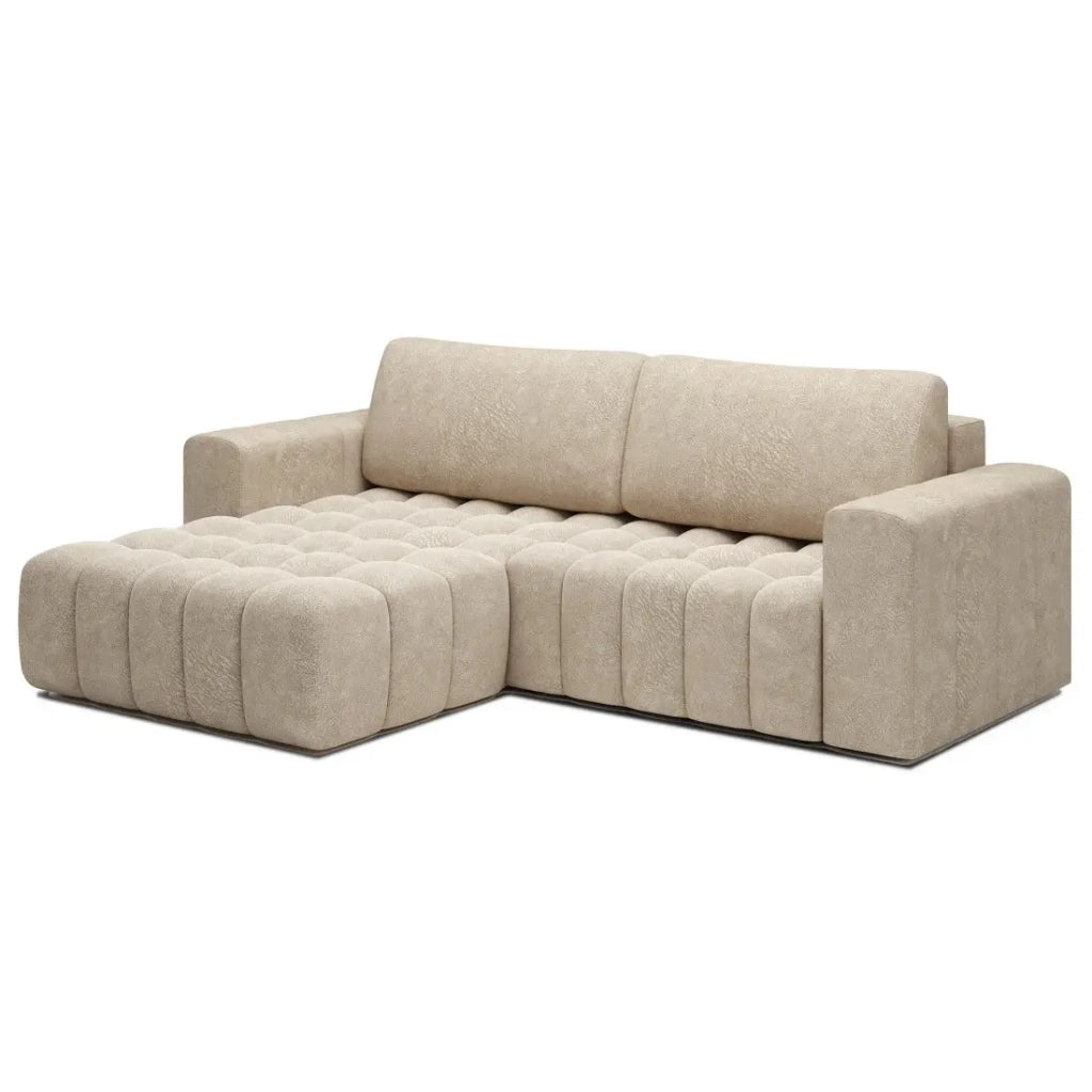 Divano angolare convertibile DORY beige 250 cm con contenitore angolo sinistro