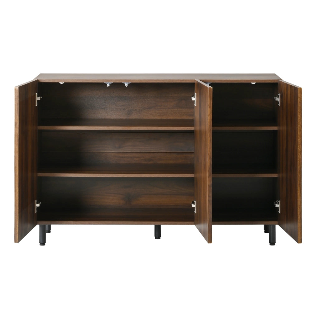 Credenza a 3 ante con ripiani regolabili e frontali ad arco mobile contenitore in MDF e pannello truciolare noce