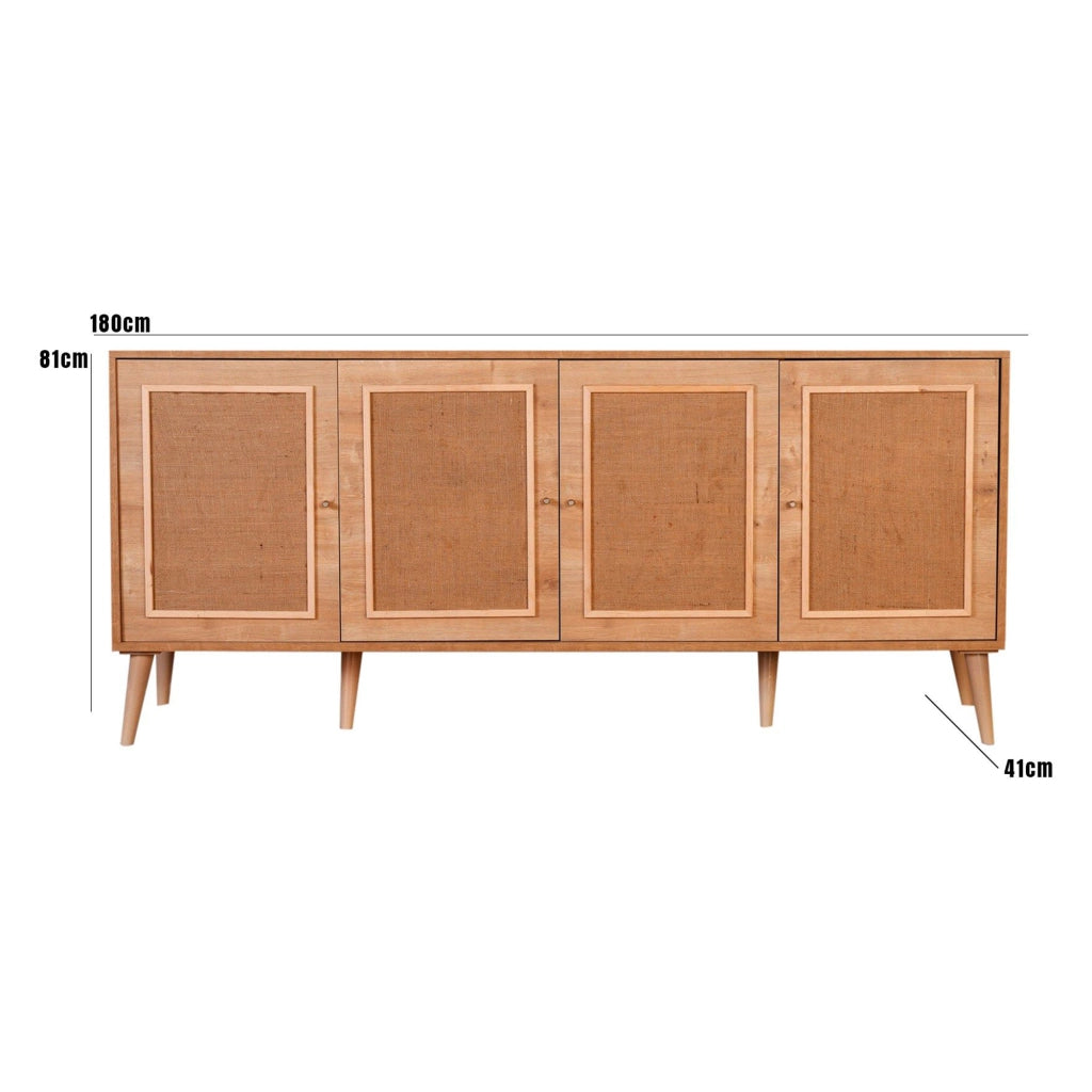 Madia Mascali, Credenza Apertura Battente, 180x41x81h cm Marrone Rovere