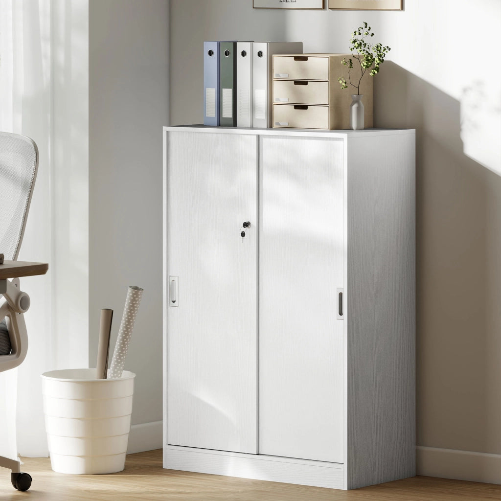 Armadio Scorrevole per Ufficio ¨C zephmum ¨C Bianco Legno 80x40x120 cm