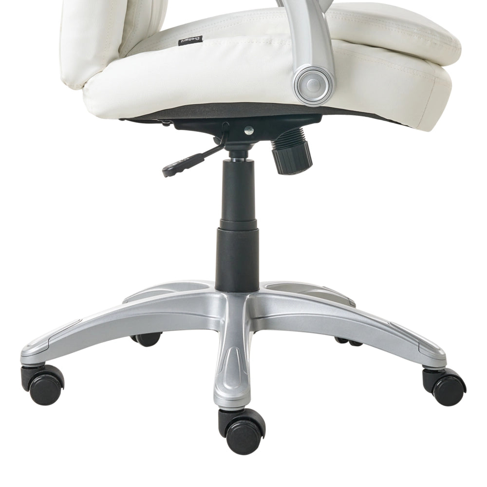 Sedia da ufficio direzionale Rivestimento in ecopelle bianco sporco Regolazione dell'altezza del sedile Imbottitura girevole