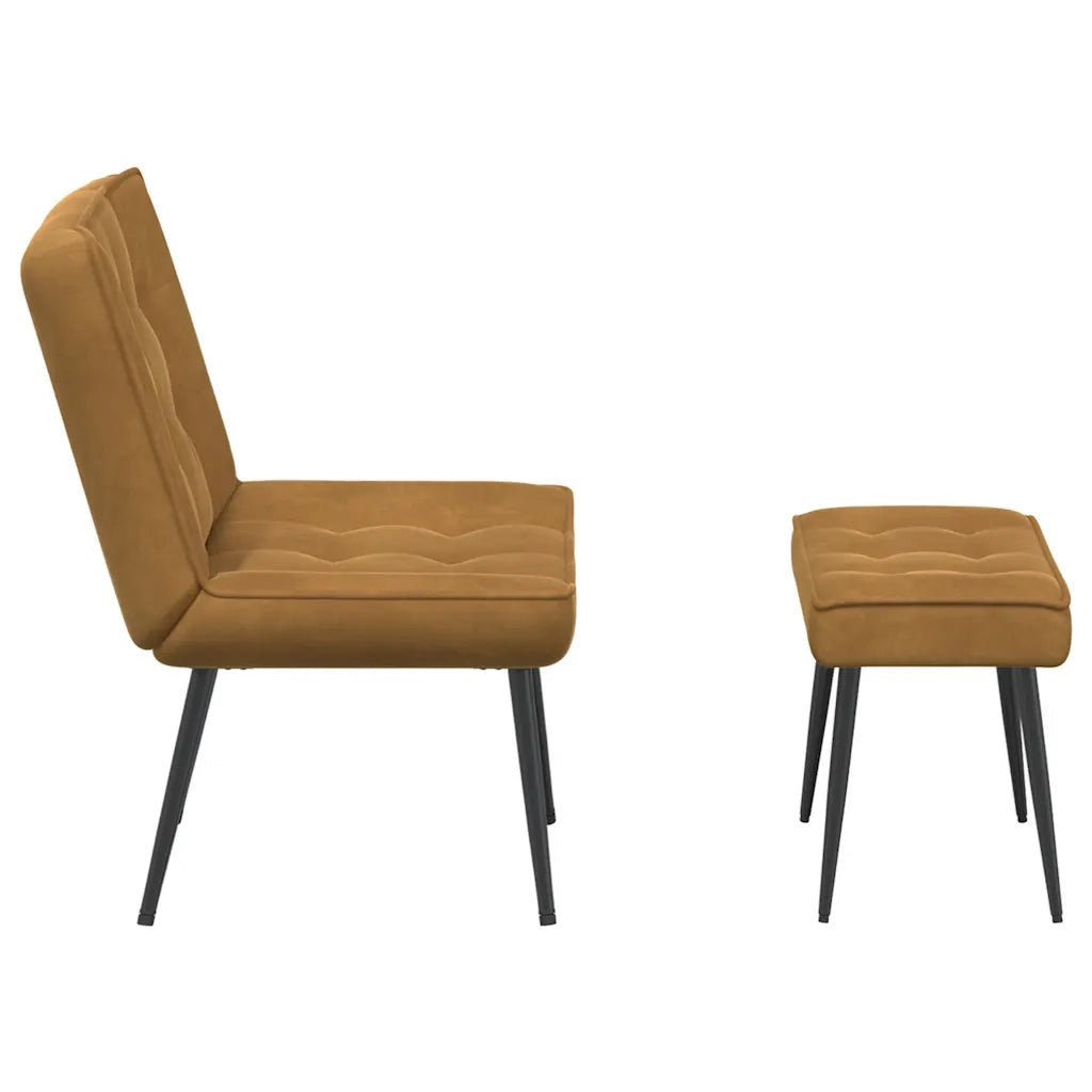 Divano Sedia-Poltrona Relax con Poggiapiedi Marrone in Velluto 226917