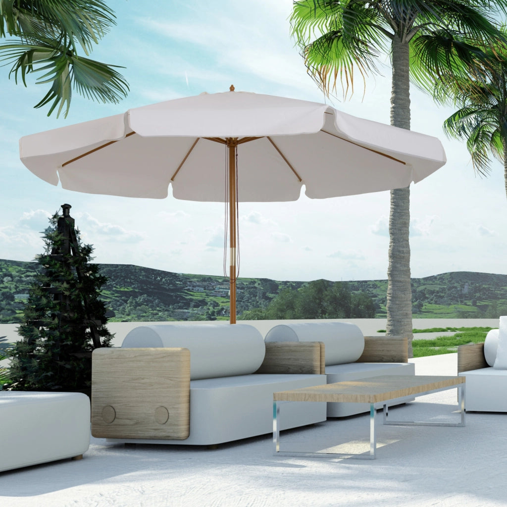 Ombrellone da giardino rotondo grande in bamb¨´ ¨C zephmum ¨C crema ? 3 m