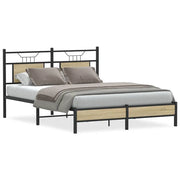 Letto matrimoniale | Letto per adulti | Giroletto senza Materasso Rovere Sonoma 137x190cm in Truciolato