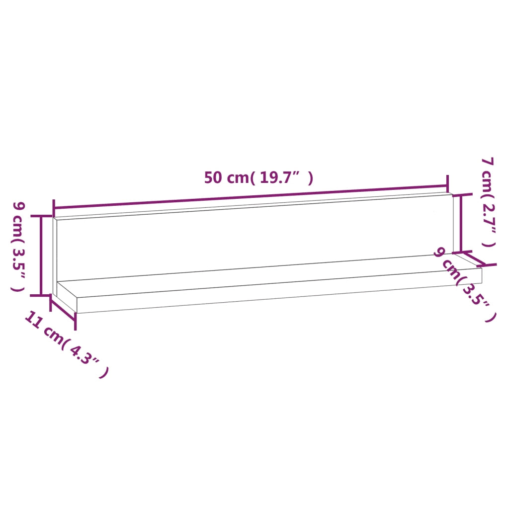 Mensole da Parete 2 pz Bianco 50x11x9cm Legno Massello di Pino cod mxl 33303