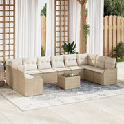 Set Divano da Giardino  da 11 Pezzi con Cuscini Rattan Poliestere Marrone