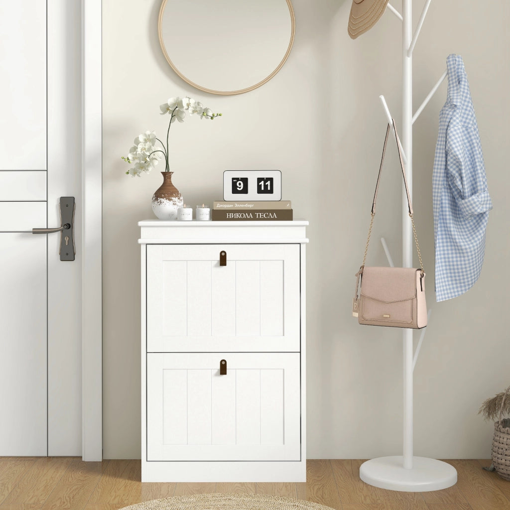 Scarpiera con Ante e Ripiani Aggiustabili ¨C zephmum ¨C Bianco 54x24x82,5 cm