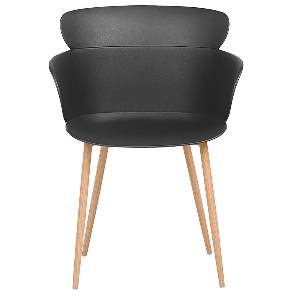 Set di 2 sedie da pranzo in materiale sintetico Nero gambe in metallo schienale ergonomico soggiorno moderno