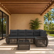 Set Divano da Giardino 6 pz Grigio e Grigio Scuro polyrattan 3435419