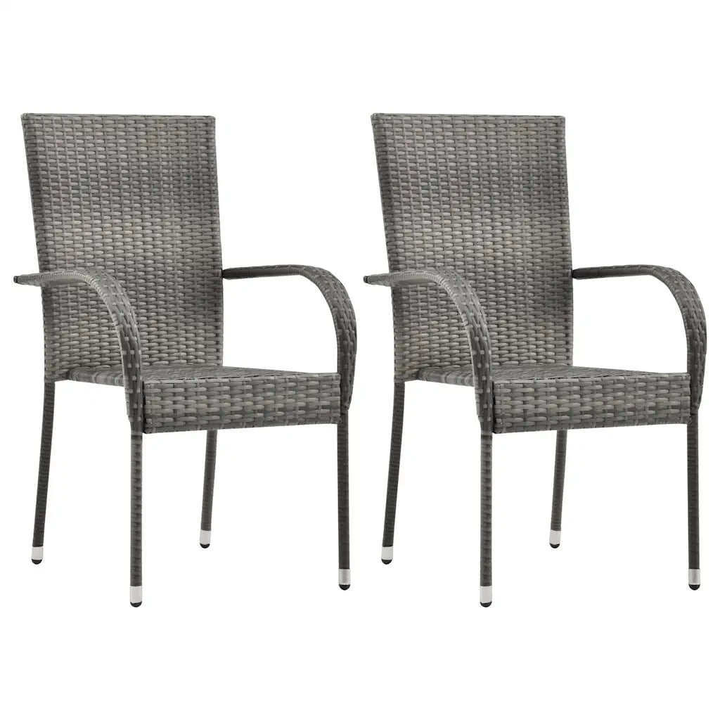Set Mobili da Pranzo per Giardino 3 pz | Set Salotto da Giardino Polyrattan Grigio