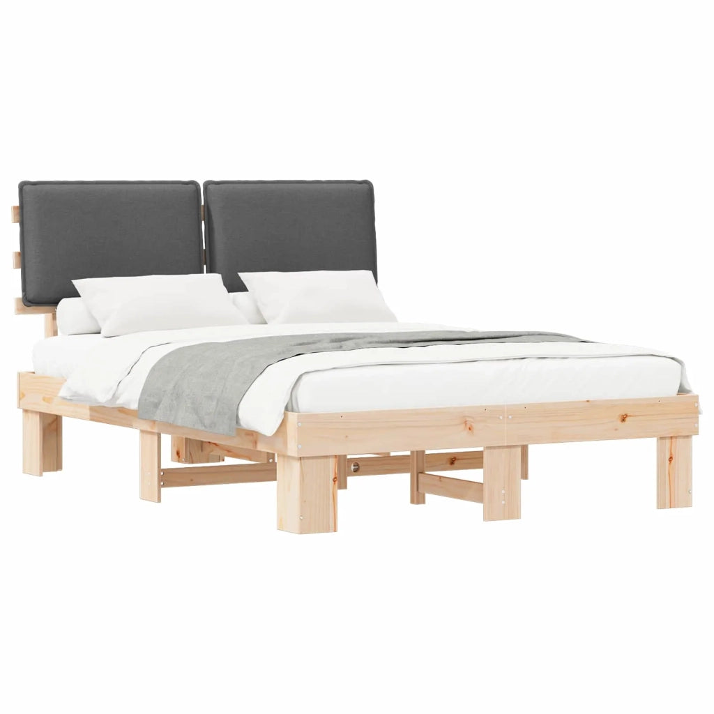 Letto con Testiera Rivestita Grigio scuro 160 x 200 cm