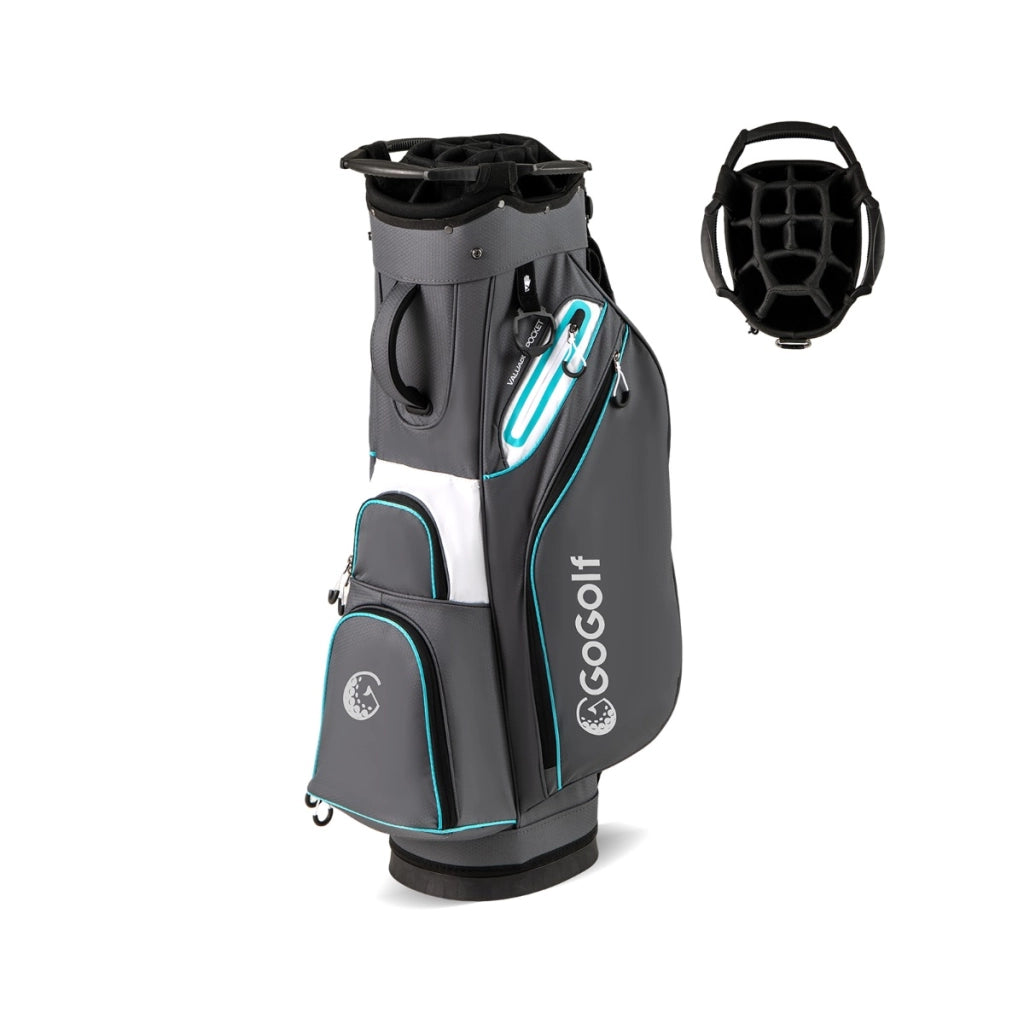 Organizzatore portatile per mazze da golf con tasca frigo per uomo e donna, Borsa da golf per carrello con 14 scomparti Grigio-Golf