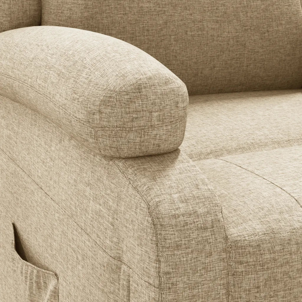 Poltrona Massaggio Elettrica Reclinabile Crema in Tessuto cod mxl 32348