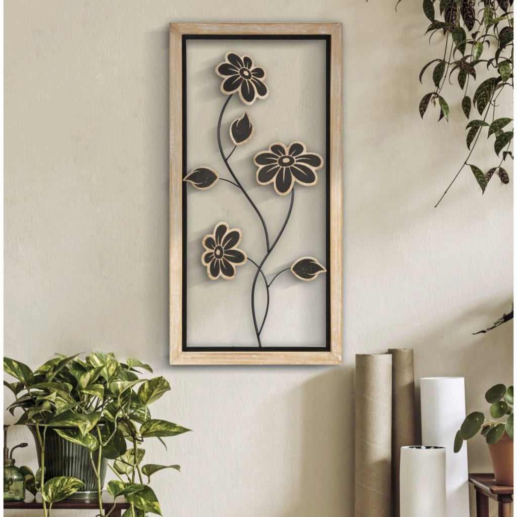 Decorazione in Metallo 3D Fiori 46, Marrone, Metallo, 30x2,5x60 cm