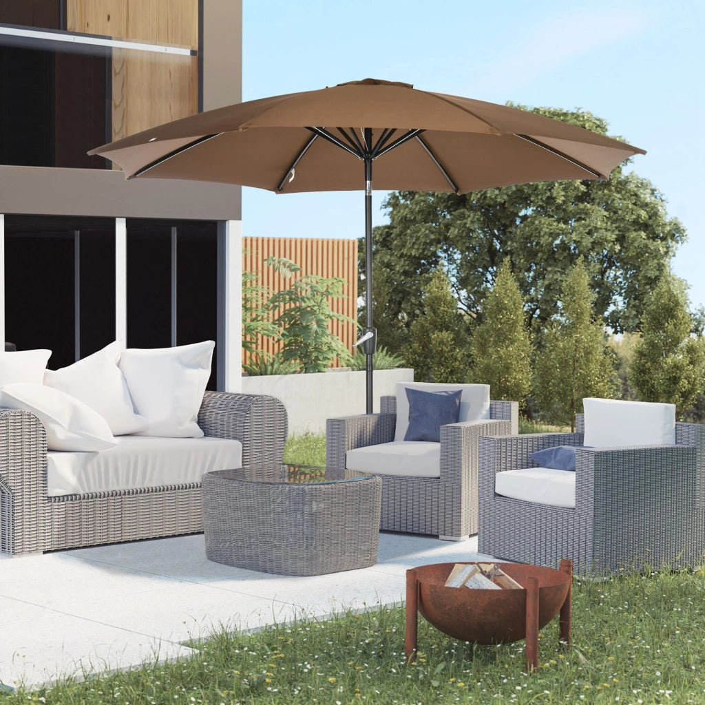 Ombrellone da giardino con manovella e tetto inclinabile ¨C Minimal ¨C marrone ?300x252 cm