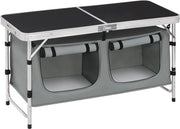Tavolo pieghevole - Tavolo da campeggio lussuoso - Tavolo da picnic - Tavolo tattico pieghevole - 120x47x69,5 cm - Tavolo pieghevole - Esterno - Viaggi - 4 persone - Nero