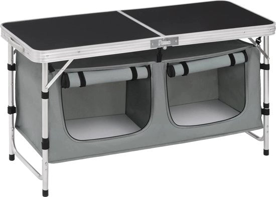 Tavolo pieghevole - Tavolo da campeggio lussuoso - Tavolo da picnic - Tavolo tattico pieghevole - 120x47x69,5 cm - Tavolo pieghevole - Esterno - Viaggi - 4 persone - Nero