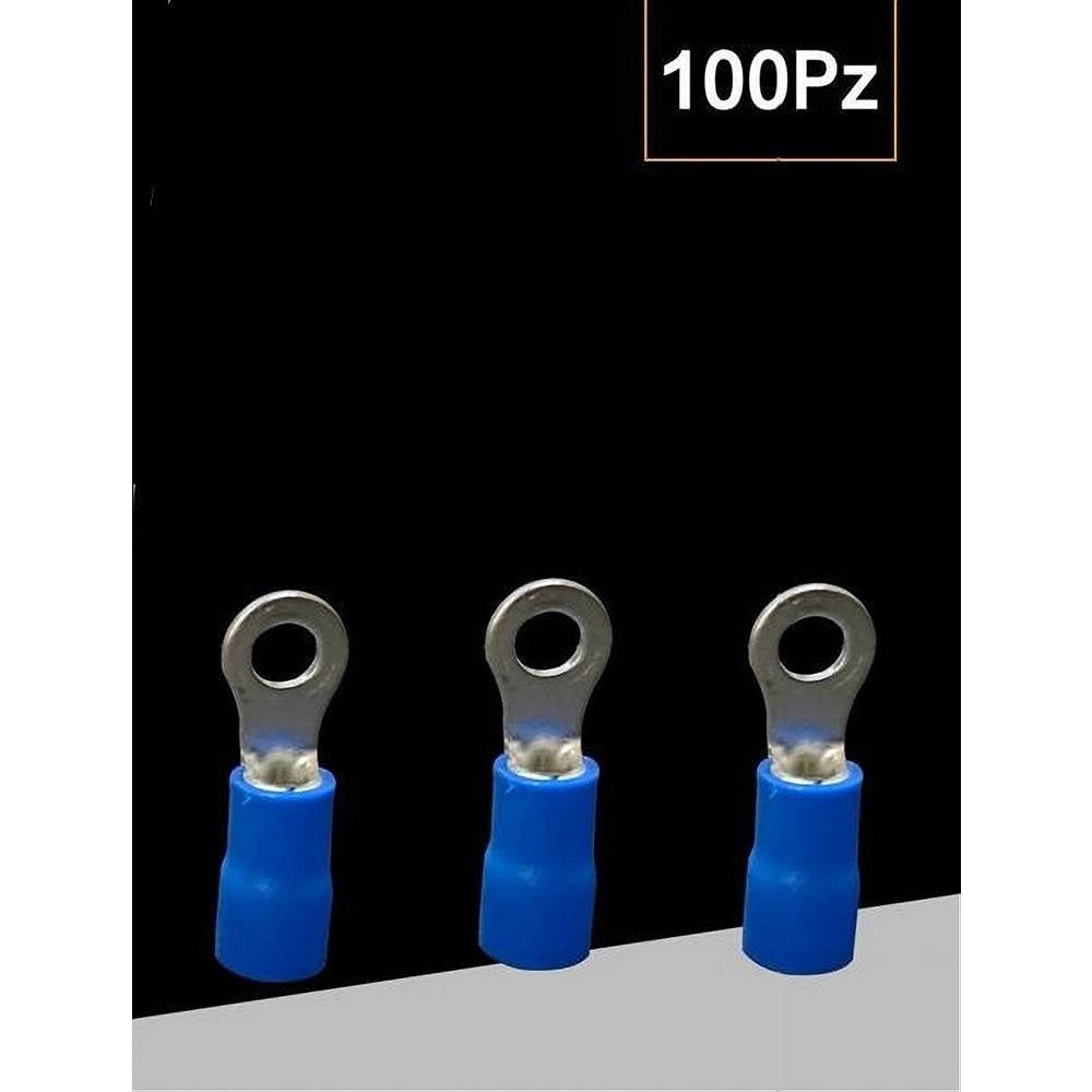 Trade Shop - Set 100 Pz Capicorda Terminale Ad Occhiello Isolato Per Cavi 1.5-2.5mm² M4 Rv2-4 -