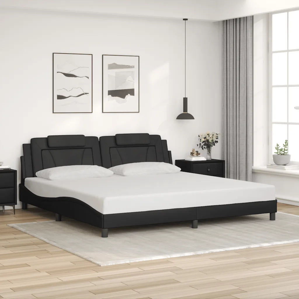 Giroletto Viana senza Materasso Nero 200x200 cm in Similpelle 3208117