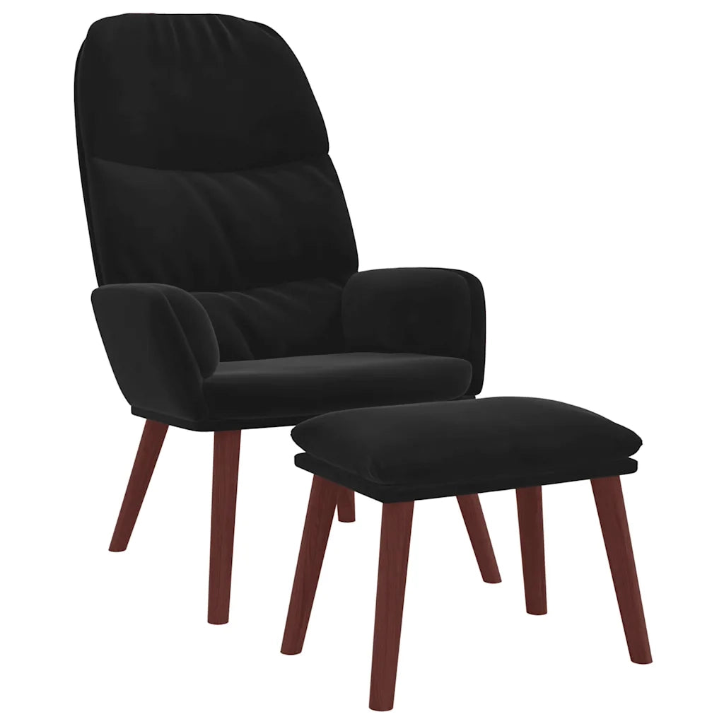 Poltrona Relax con Poggiapiedi Nera in Velluto 3315122