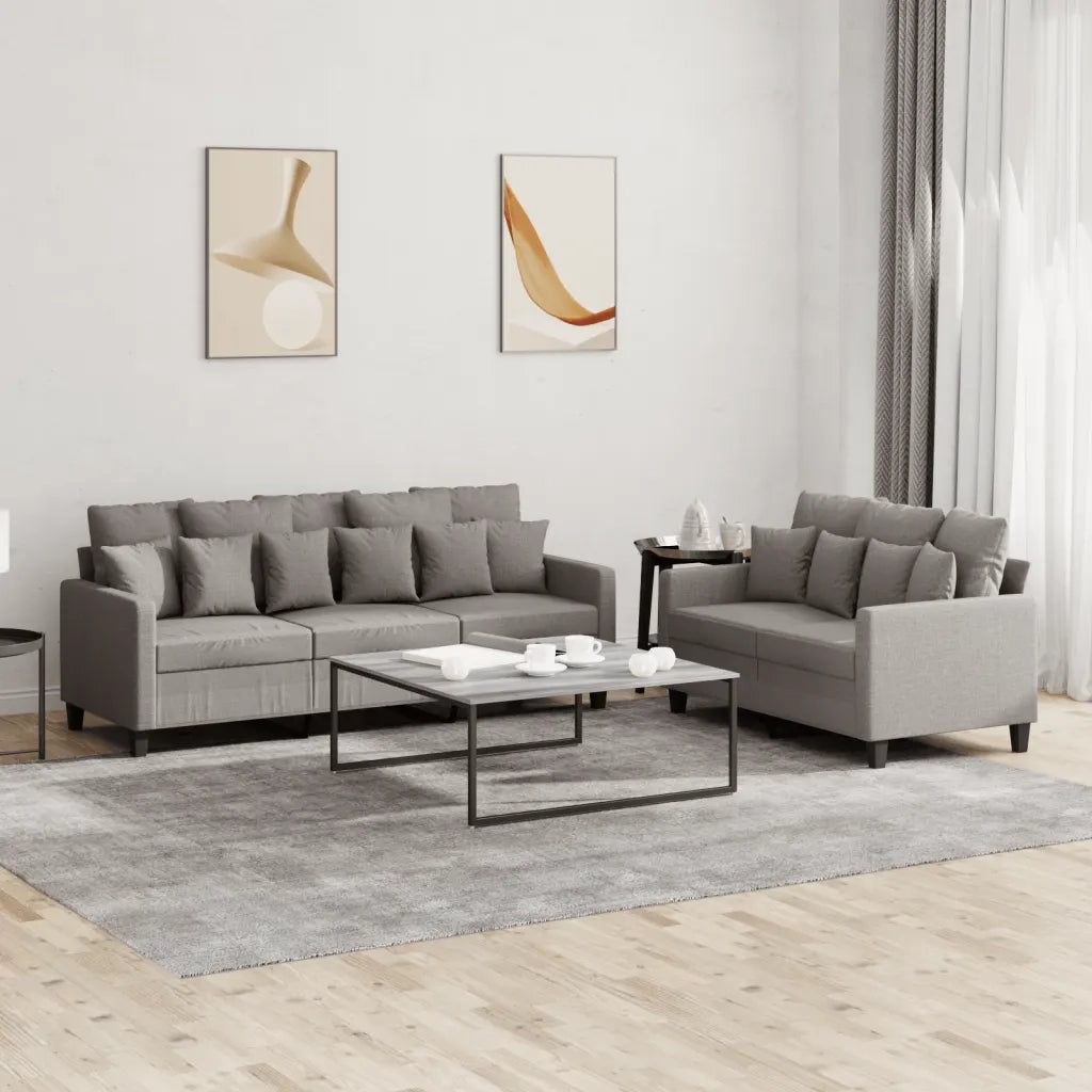 vidaXL Set di Divani 2 pz con Cuscini Tortora in Tessuto