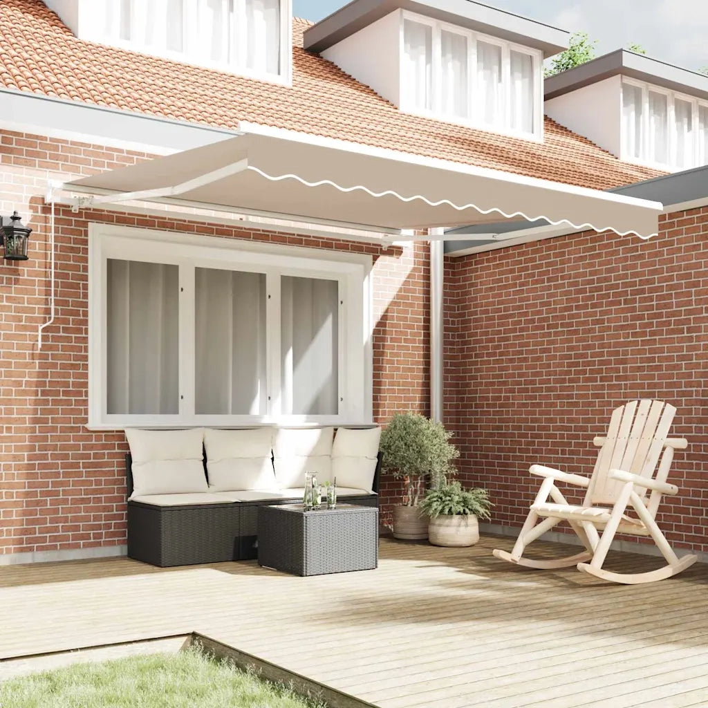 Tenda retrattile-Tenda parasole per balcone Beige 350 x 250 cm Poliestere e Alluminio 599566