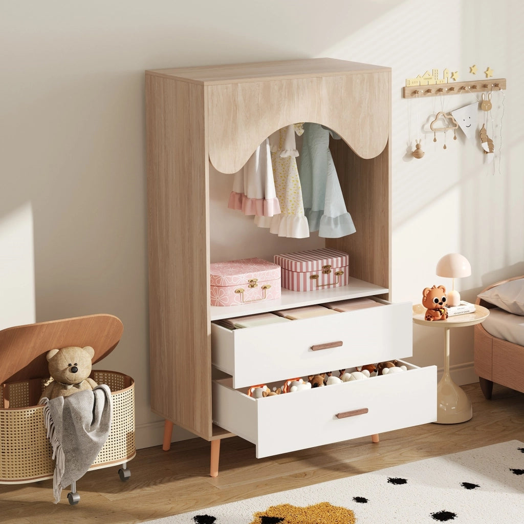 Armadio aperto per bambini bianco e legno 80x46x141,5 cm