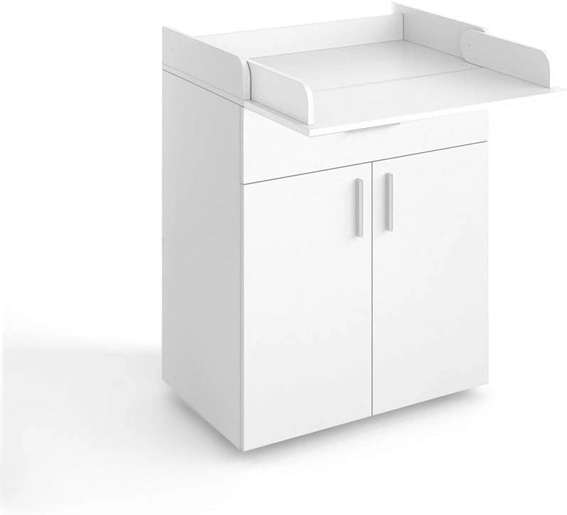 Fasciatoio Lena, Bianco, 75 x 100 cm, convertibile in comò normale dopo il periodo del fasciatoio