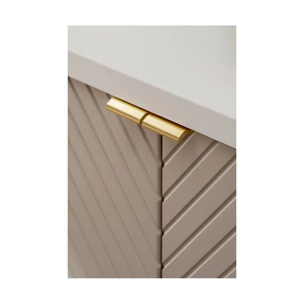 Mobile sottolavabo AOKI – 2 porte – Finitura beige cachemire con motivi a spina di pesce – L60 × P39 × H57 cm – Da appendere