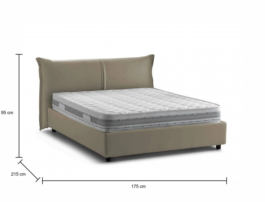Letto Matrimoniale Aldus, Letto Matrimoniale Materasso Incluso Made in Italy, Grigio Tortora\