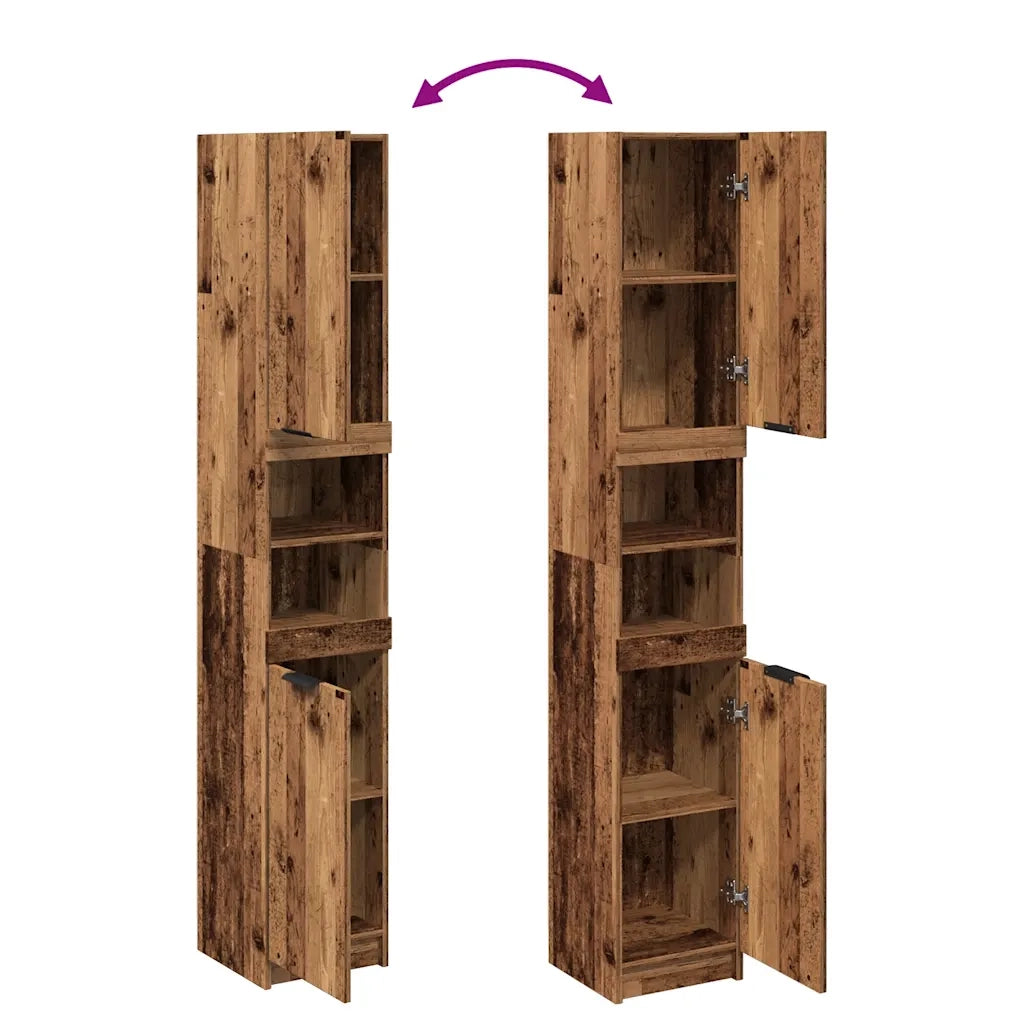 Armadietto Bagno Legno Antico 32x34x188,5 cm Legno Multistrato