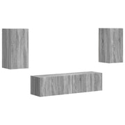 Set mobile TV 4 pz | Armadietto TV | Mobile Porta TV Grigio Sonoma Legno multistrato