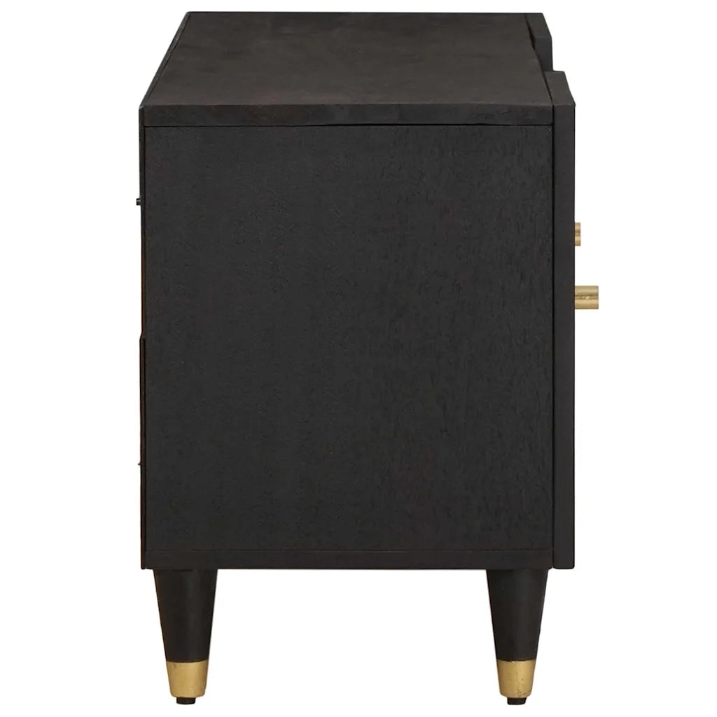 Mobile TV Nero 105 x 33 x 46 cm Legno di mango massello