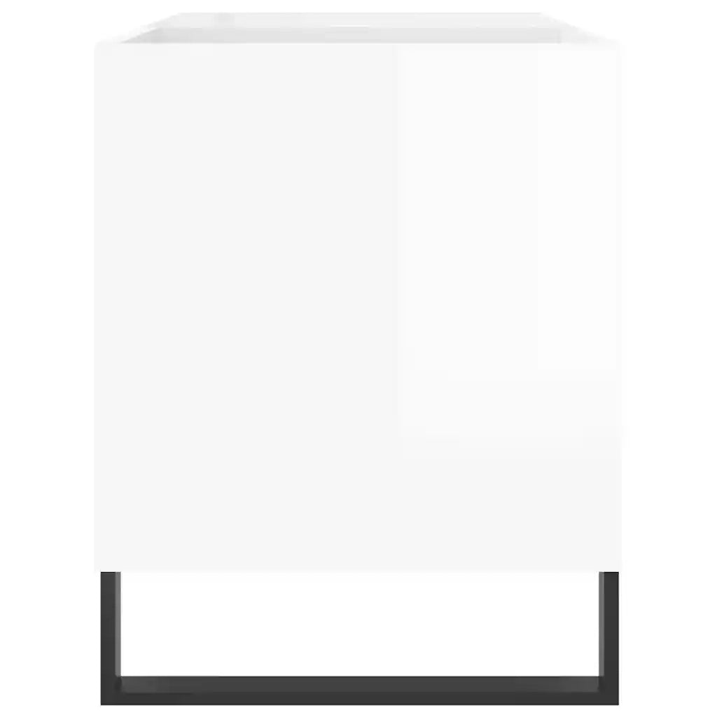 Mobile Porta Dischi Bianco Lucido 85x38x48 cm Legno Multistrato
