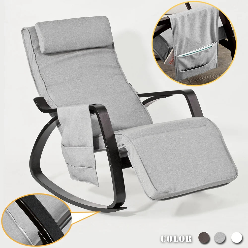 Anti-scivolo Poltrona a Dondolo Poltrona Relax Sedia Adraio con Organizer da appendere Grigio FST20-HG